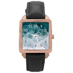 Blue Sea Rose Gold Leather Watch  by goljakoff