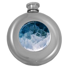 Blue Sea Waves Round Hip Flask (5 Oz) by goljakoff