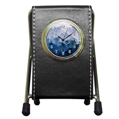 Blue Ice Mountain Pen Holder Desk Clock by goljakoff