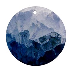 Blue Ice Mountain Round Ornament (two Sides) by goljakoff