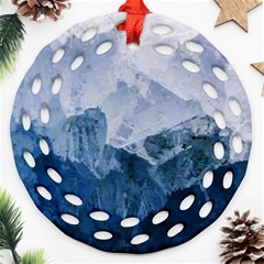 Blue ice mountain Round Filigree Ornament (Two Sides)