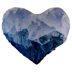 Blue ice mountain Large 19  Premium Heart Shape Cushions