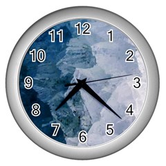 Storm Blue Ocean Wall Clock (silver) by goljakoff