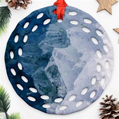 Storm blue ocean Round Filigree Ornament (Two Sides)