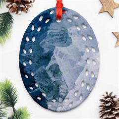 Storm blue ocean Oval Filigree Ornament (Two Sides)