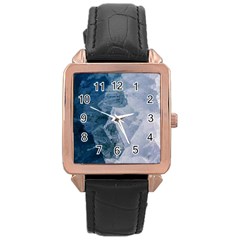 Storm blue ocean Rose Gold Leather Watch 