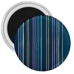 Multicolored Stripes On Blue 3  Magnets by SychEva