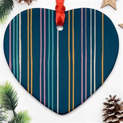 Multicolored Stripes On Blue Ornament (heart) by SychEva