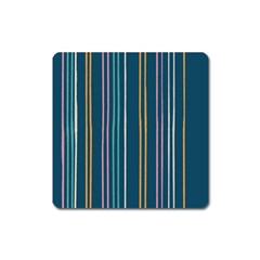 Multicolored Stripes On Blue Square Magnet by SychEva