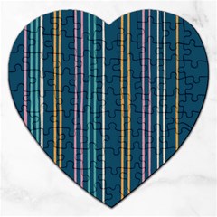 Multicolored Stripes On Blue Jigsaw Puzzle (heart) by SychEva