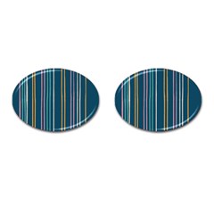 Multicolored Stripes On Blue Cufflinks (oval) by SychEva