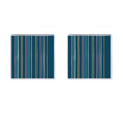 Multicolored Stripes On Blue Cufflinks (square) by SychEva