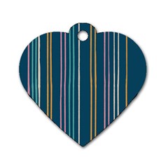 Multicolored Stripes On Blue Dog Tag Heart (two Sides) by SychEva