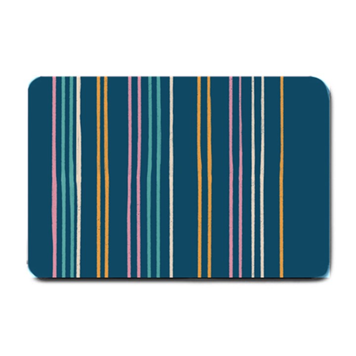 Multicolored Stripes On Blue Small Doormat 