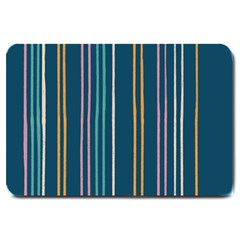 Multicolored Stripes On Blue Large Doormat  by SychEva