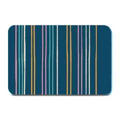 Multicolored Stripes On Blue Plate Mats by SychEva