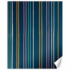 Multicolored Stripes On Blue Canvas 11  X 14  by SychEva