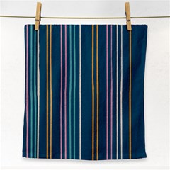 Multicolored Stripes On Blue Face Towel by SychEva