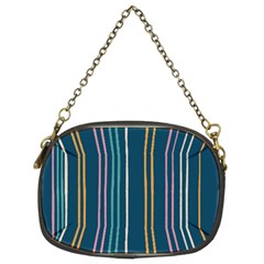 Multicolored Stripes On Blue Chain Purse (two Sides) by SychEva