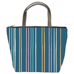 Multicolored Stripes On Blue Bucket Bag by SychEva