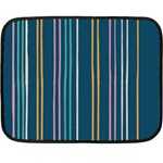 Multicolored Stripes On Blue Fleece Blanket (Mini) 35 x27  Blanket