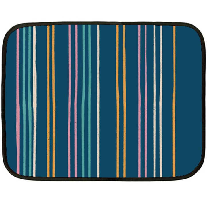 Multicolored Stripes On Blue Fleece Blanket (Mini)