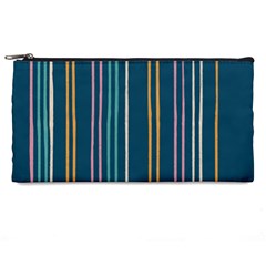 Multicolored Stripes On Blue Pencil Case by SychEva