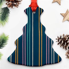 Multicolored Stripes On Blue Christmas Tree Ornament (two Sides) by SychEva