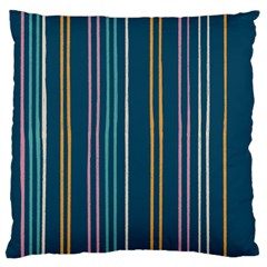 Multicolored Stripes On Blue Large Cushion Case (one Side) by SychEva