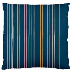 Multicolored Stripes On Blue Large Flano Cushion Case (two Sides) by SychEva