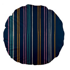 Multicolored Stripes On Blue Large 18  Premium Flano Round Cushions by SychEva