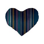 Multicolored Stripes On Blue Standard 16  Premium Flano Heart Shape Cushions Back