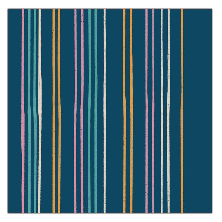 Multicolored Stripes On Blue Large Satin Scarf (Square)