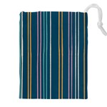 Multicolored Stripes On Blue Drawstring Pouch (5XL) Front