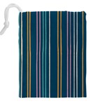 Multicolored Stripes On Blue Drawstring Pouch (5XL) Back