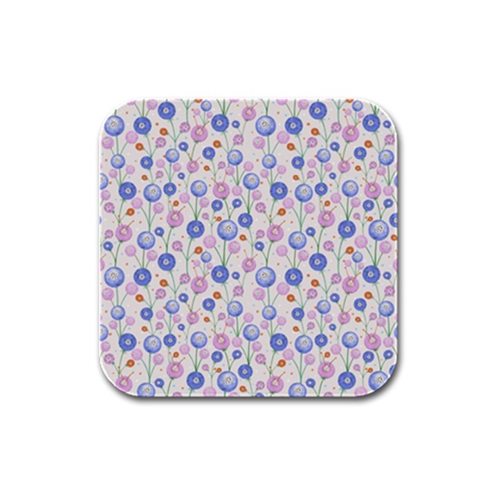 Watercolor Dandelions Rubber Square Coaster (4 pack) 