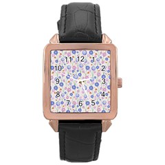 Watercolor Dandelions Rose Gold Leather Watch  by SychEva