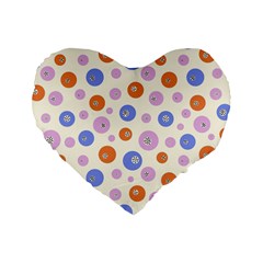 Multicolored Circles Standard 16  Premium Flano Heart Shape Cushions by SychEva