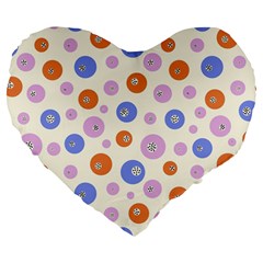 Multicolored Circles Large 19  Premium Flano Heart Shape Cushions by SychEva