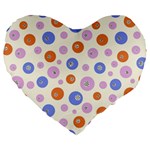 Multicolored Circles Large 19  Premium Flano Heart Shape Cushions Front