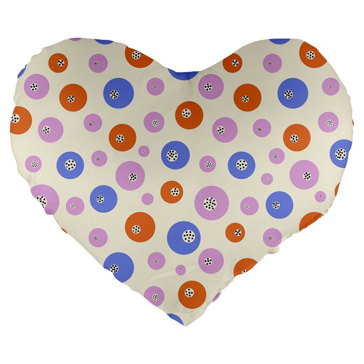 Multicolored Circles Large 19  Premium Flano Heart Shape Cushions