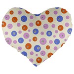 Multicolored Circles Large 19  Premium Flano Heart Shape Cushions Back