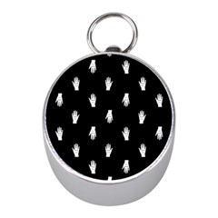 Vampire Hand Motif Graphic Print Pattern 2 Mini Silver Compasses by dflcprintsclothing