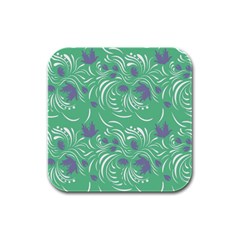 Folk Floral Pattern  Abstract Flowers Print  Seamless Pattern Rubber Square Coaster (4 Pack)  by Eskimos