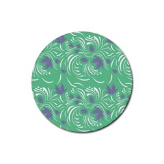 Folk Floral Pattern  Abstract Flowers Print  Seamless Pattern Rubber Coaster (round)  by Eskimos