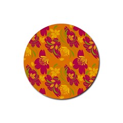 Folk Floral Pattern  Abstract Flowers Print  Seamless Pattern Rubber Round Coaster (4 Pack)  by Eskimos