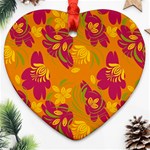 Folk floral pattern. Abstract flowers print. seamless pattern Heart Ornament (Two Sides) Front