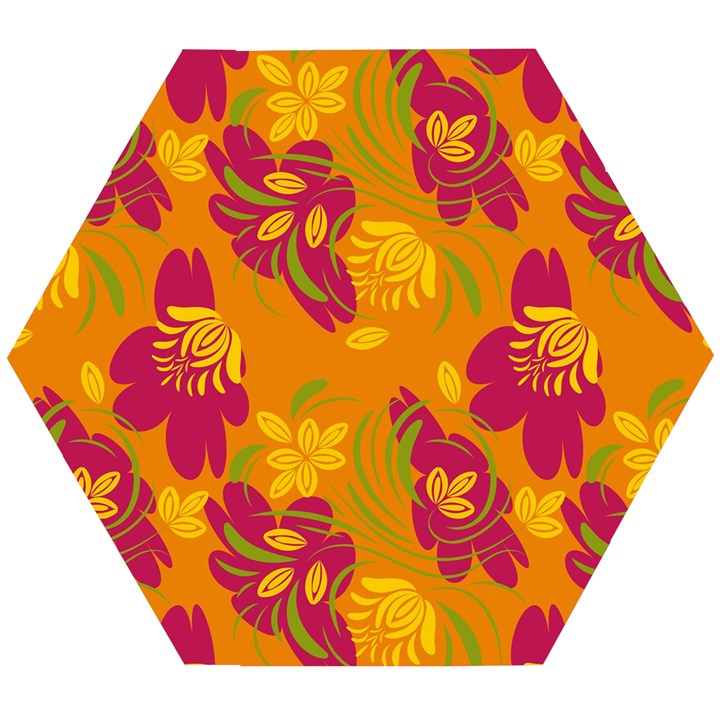 Folk floral pattern. Abstract flowers print. seamless pattern Wooden Puzzle Hexagon