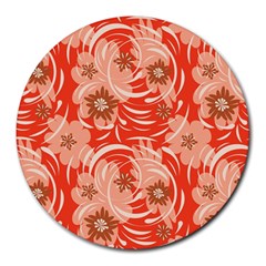 Folk Floral Pattern  Abstract Flowers Print  Seamless Pattern Round Mousepads by Eskimos