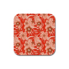 Folk Floral Pattern  Abstract Flowers Print  Seamless Pattern Rubber Square Coaster (4 Pack)  by Eskimos